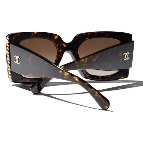 Square Sunglasses Acetate & Glass Pearls Dark Tortoise